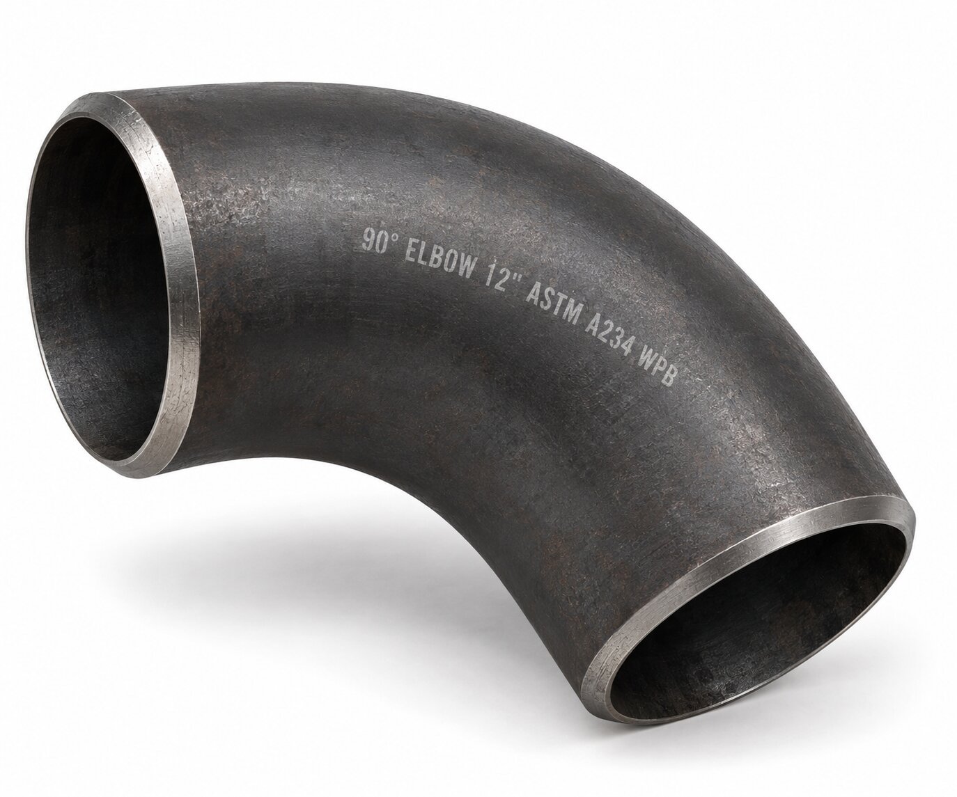 Elbow Butt Weld 90 derajat 12 inch ASTM A234 WPB ASME B16.9 - tampak diagonal