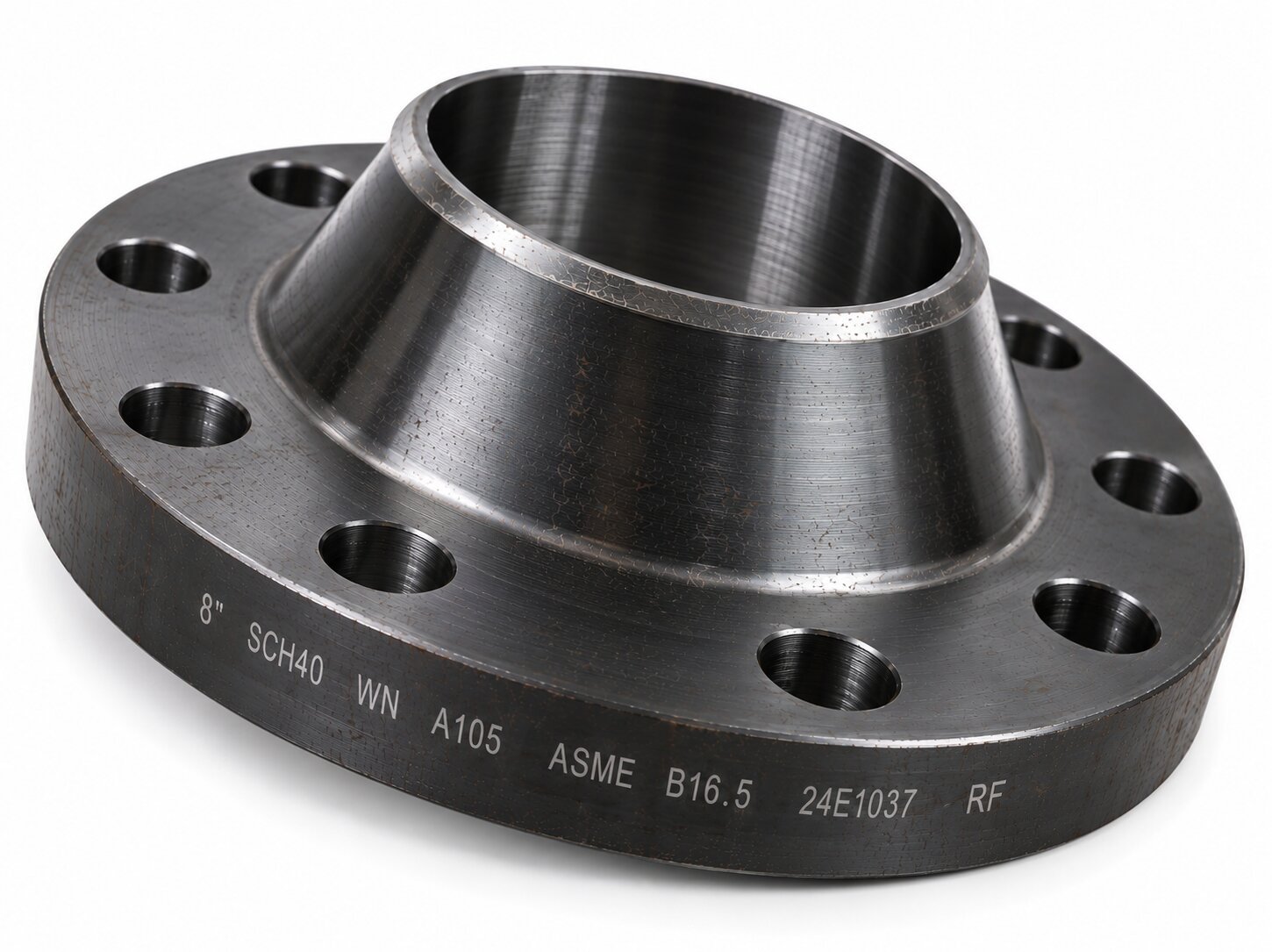 Flange Weld Neck RF Carbon Steel A105 8 inch SCH40 tampak sudut ASME B16.5