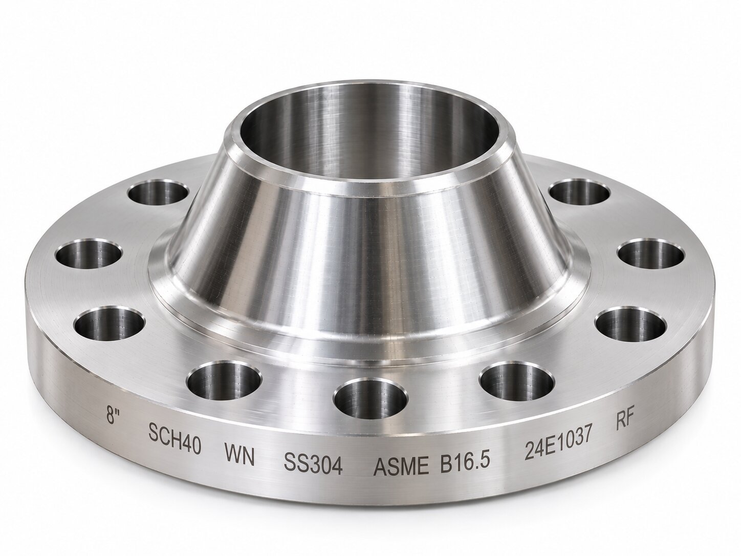 Flange Weld Neck RF Stainless Steel SS304 8 inch SCH40 tampak sudut ASME B16.5